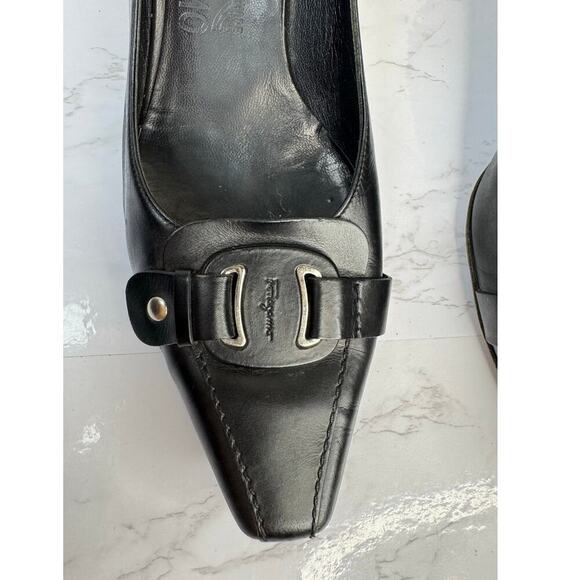 Salvatore Ferragamo Square Toe Leather Heels Pumps Size 8.5B - Picture 8 of 8